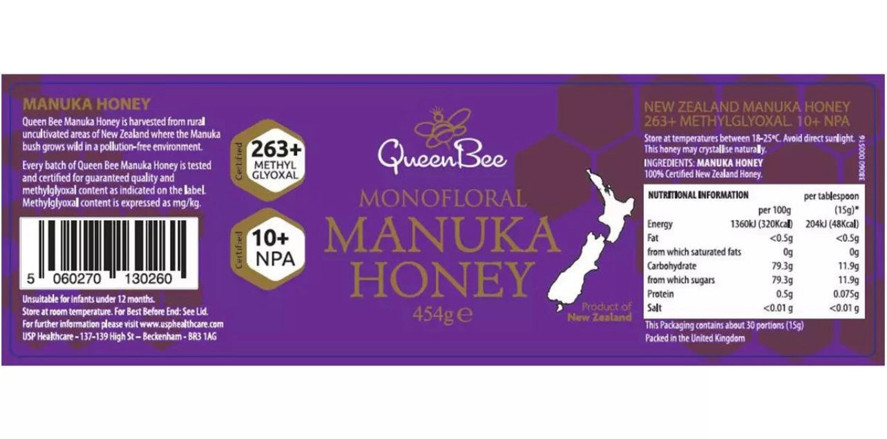 Manuka Honey MGO 263+, Queen Bee (454g)