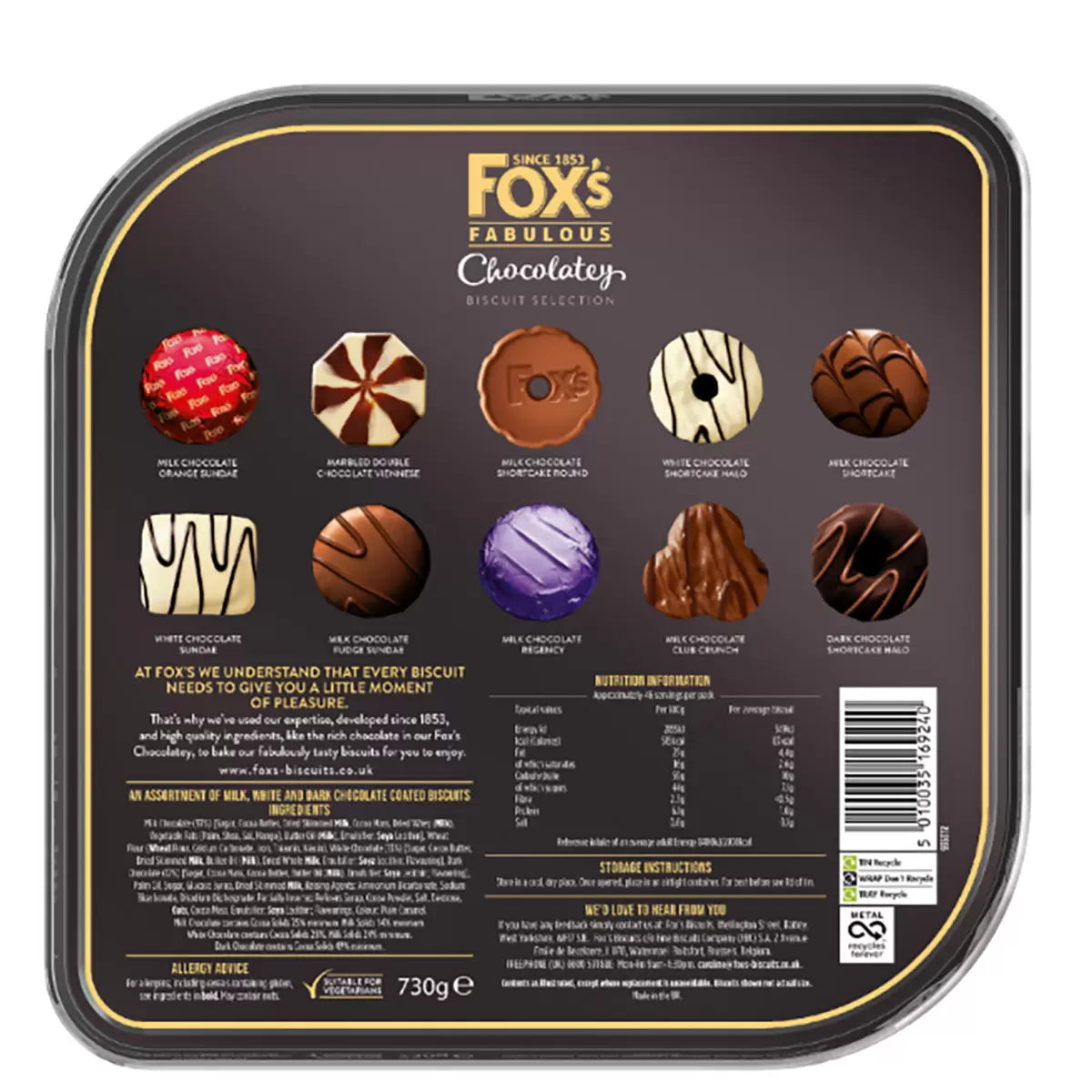 Chocolatey Biscuit Collection, Fox’s (730g)