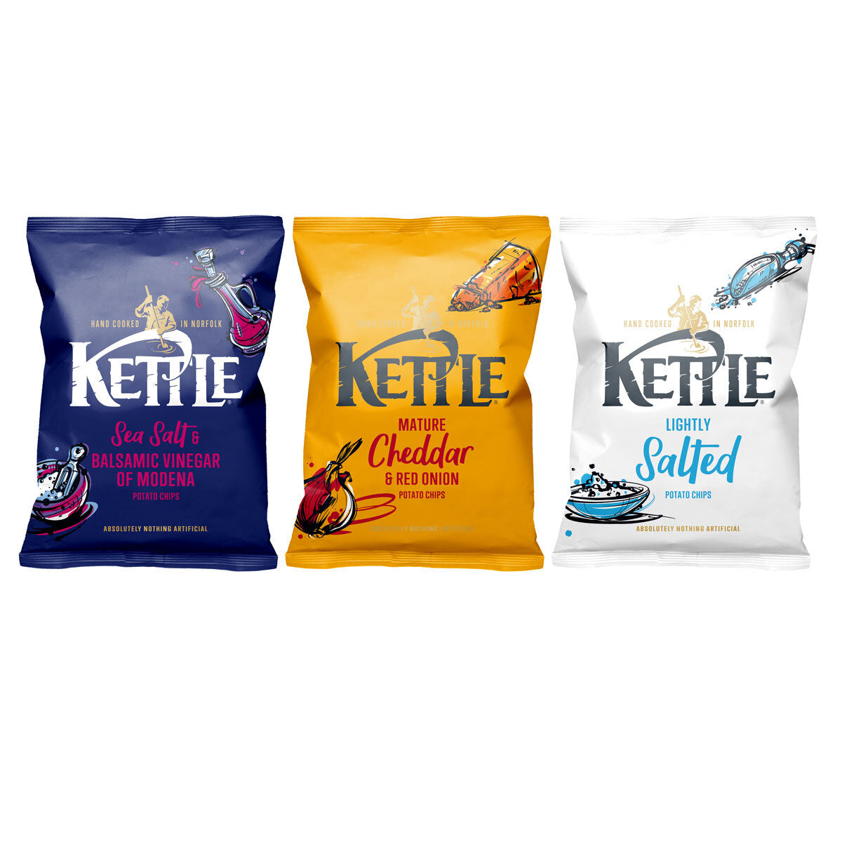 Hand Cooked Potato Chips Variety Box, Kettle (48x25g)