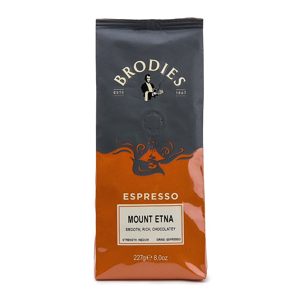 Mount Etna, Espresso Grind, Brodies (227g)-Past B/B Date
