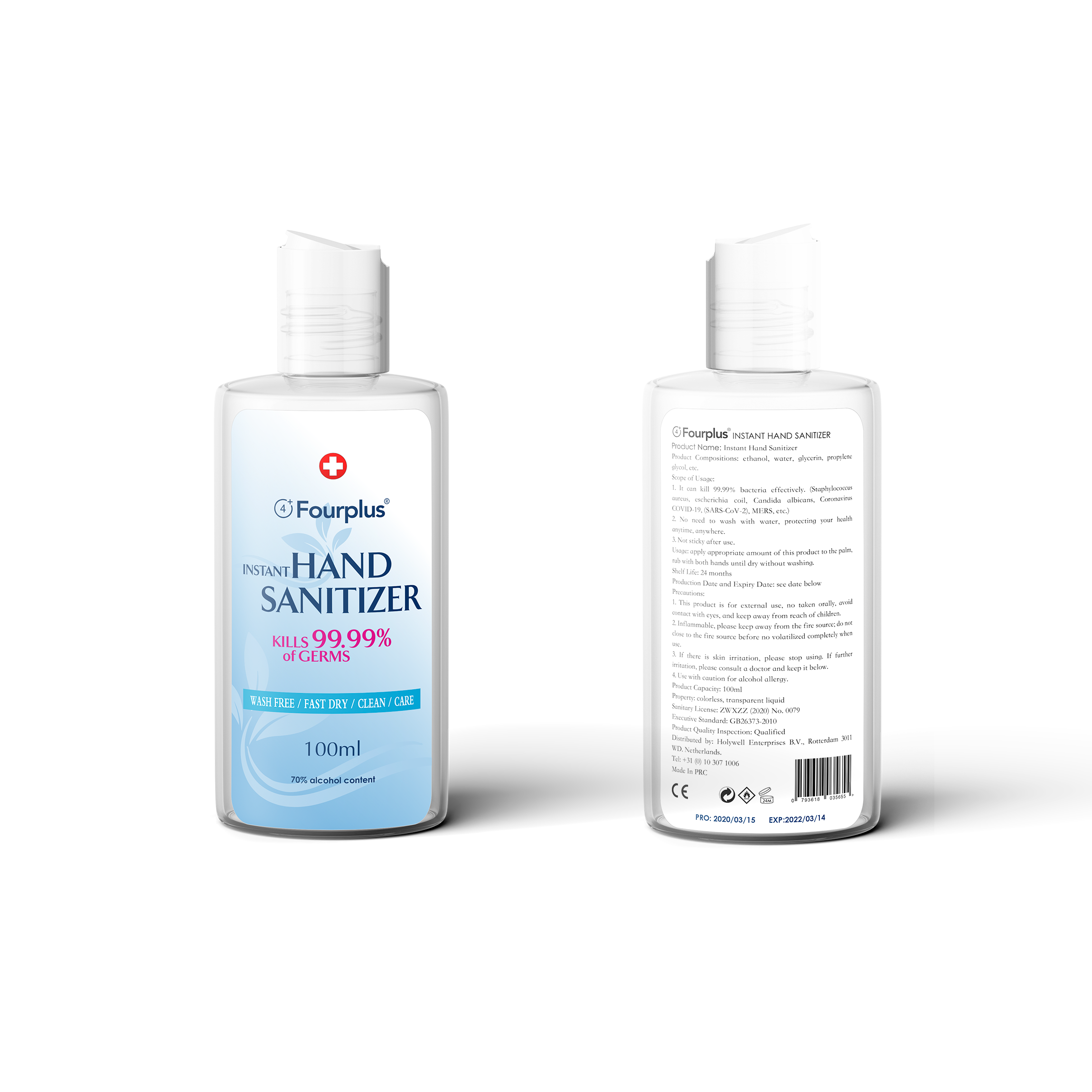 Hand Sanitiser, Kills 99.9% of Germs (100ml)