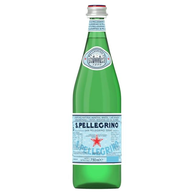 Sparkling Natural Mineral Water, Glass Bottle, Sanpellegrino (750ml)
